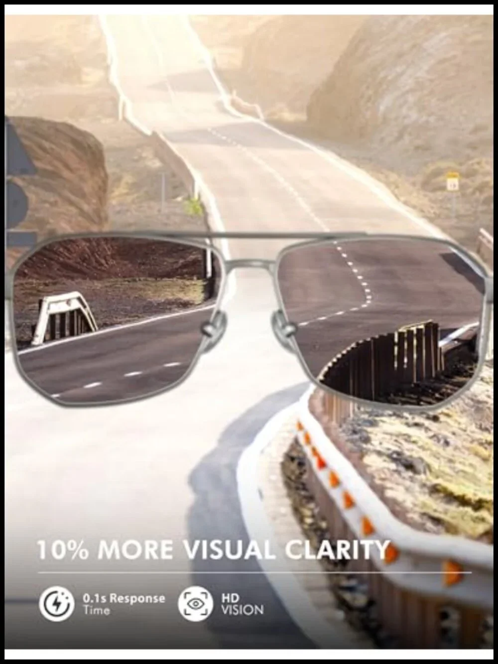 Men's Polarized Square Aviator Sunglasses UV400 Glare Filtration